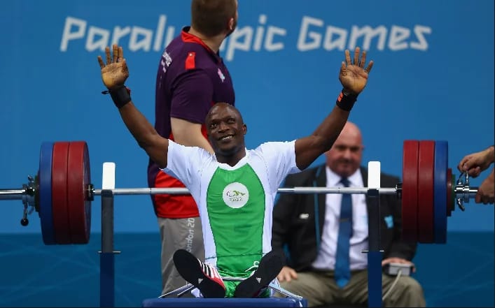 Nigeria's power lifter, Yakubu Adesokan won gold and set World record crashing with his amazing 180 kg lift in the men’s 48 category in 2012 Paralympics in London.