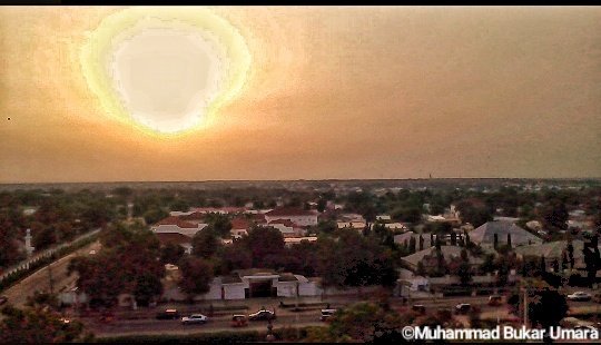 An upper view of Damboa road area at sunset, Maiduguri.