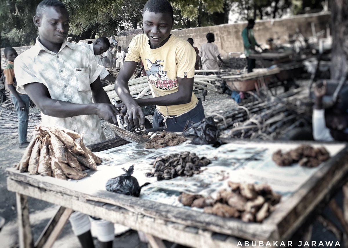 More Muhammed sells fish in baga road alongside his friend helping him,Borno State.