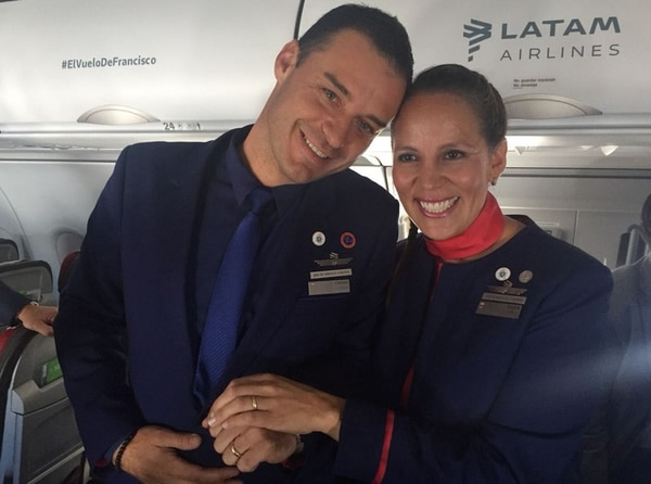 Paula Podest and Carlos Ciufardi joined by Pope Francis