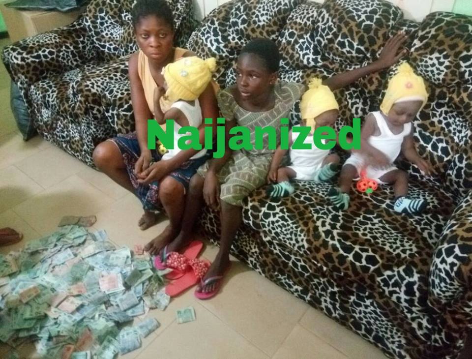 HIRING BABIES FOR ALMS! Three women arrested for begging with rented triplets, N120,000 recovered from them  %Post Title