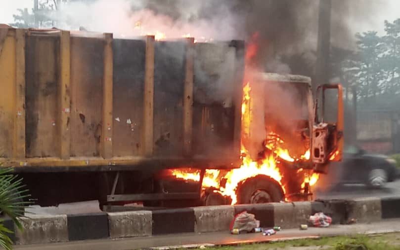 truck ablaze