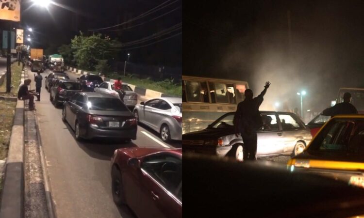 Motorists spend the night at Osborne Road in Ikoyi for violating curfew order