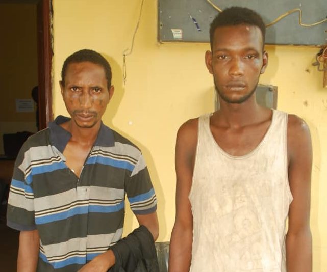 The alleged kidnappers: Sani Mohammed Kindi, 27, and Sani Jibrin, 30, both of Ebbo village in Lapai Local Government Area of Niger state