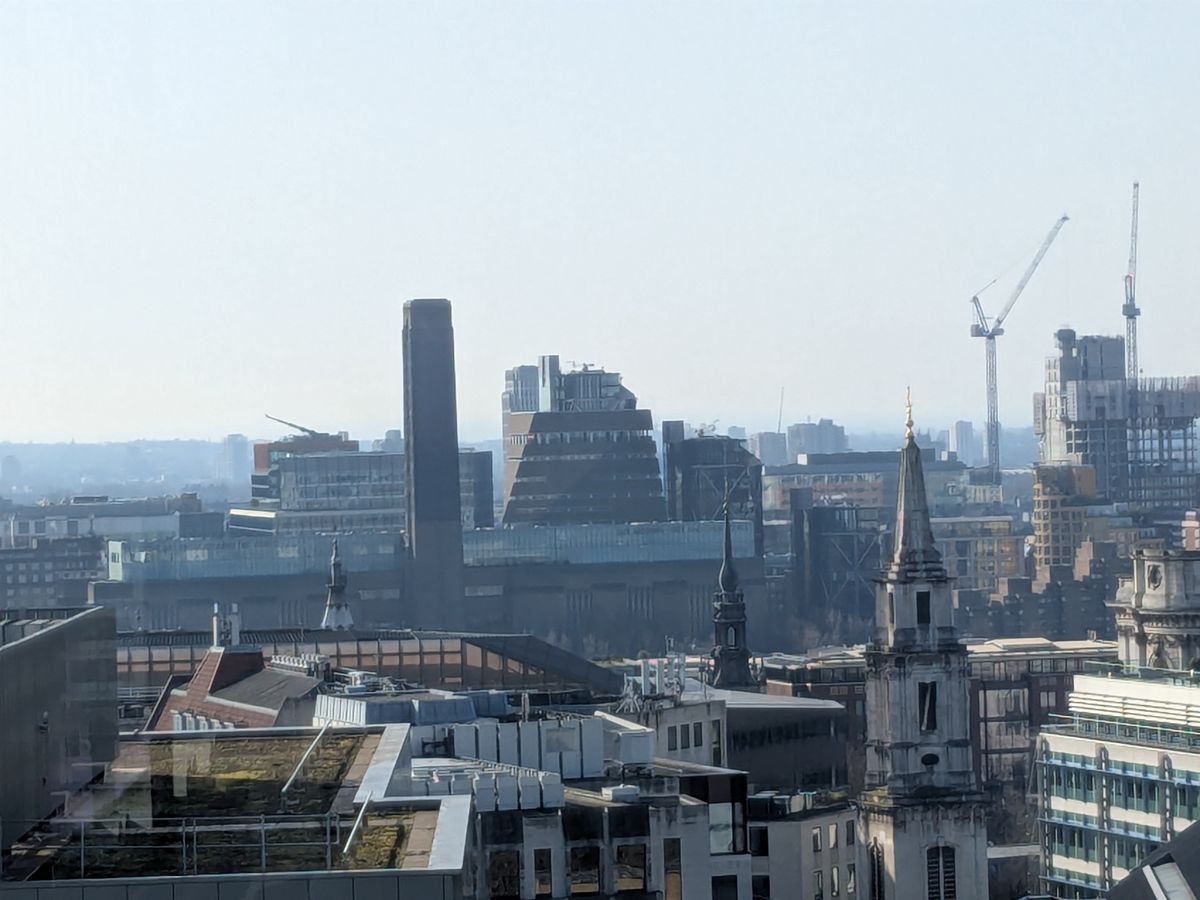 Tate Modern and the south bank in haze — the river