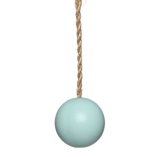 matte blue ball bathroom light pull with jute cord