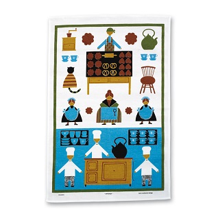 biscuit making blue scandi naive tea towel