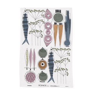 picknick design tea towel in blossom colour