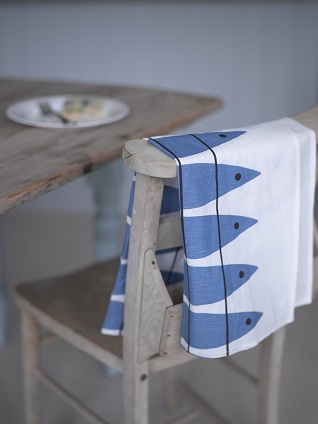 blue herring traditional scandi tea towel
