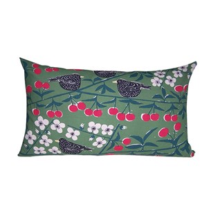 cherry orchard cushion in green and red
