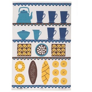 coffee and cake swedish 1950's tea towel