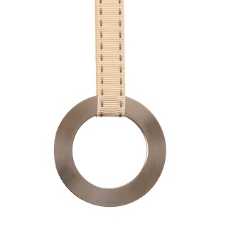 polished steel ring blind pull with ribbon