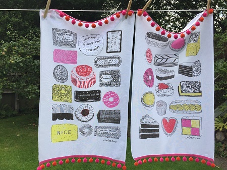 family favorite tea towels with berry red pompom braid family favorite tea towels with berry red pompom