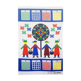 harvest festival scandi cottage tea towel