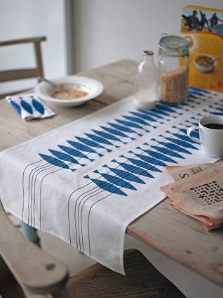 swedish herring sil table runner in blue