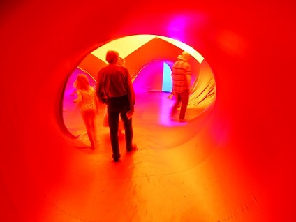 in red tunnel in luminarium in red tunnel in luminarium