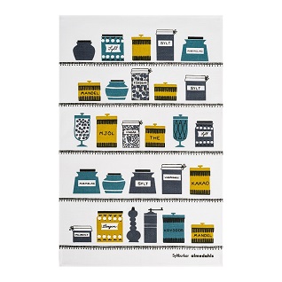 jars Scandinavian 1950's cotton/linen tea towel