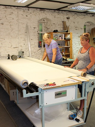 new roller blind cutting table in use