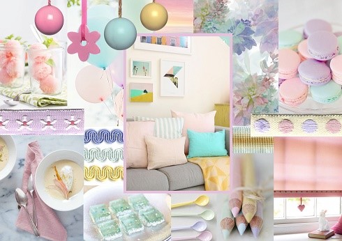 new house mood board pastels with soft colours