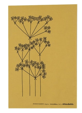 picknick element tea towel in mustard yellow