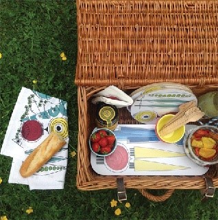 picknick homewares in a picnic basket