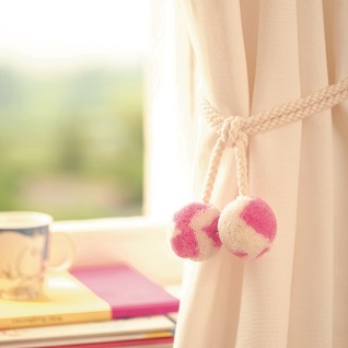 punk-skunk soft woolly curtain tieback in pink