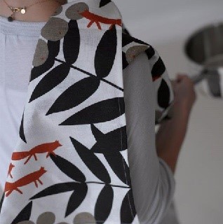 red fox tea towel over a shoulder red fox tea towel over a shoulder