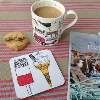 seaside fun mug and coaster set