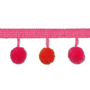 tangerine & hot pink pompom trimming
