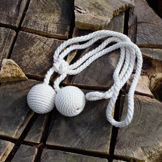 white cable cotton wrapped curtain tiebacks