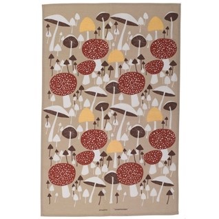 wild mushroom swedish retro tea towel