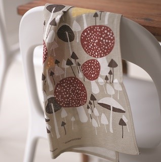 wild mushroom kitchen tea towel