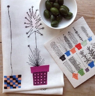 crazy pots tea towel and washing up cloth