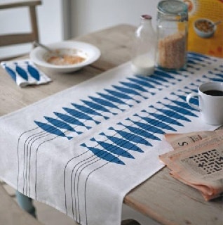 herring table runner in blue for special dining