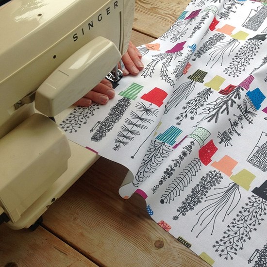 crazy pots cotton fabric or Italiensk blomsterhylla by Olle Eksell, a colourful design featuring man crazy pots cotton fabric or Italiensk blomsterhylla by Olle Eksell, a colourful design featuring man