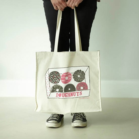 doughnut box biscuit tote shopping canvas bag illustrated by charlotte farmer doughnut box biscuit tote shopping canvas bag illustrated by charlotte farmer