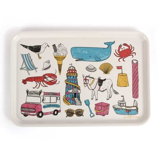 seaside fun holiday large tray by British designer charlotte farmer featuring all things nautical an seaside fun holiday large tray by British designer charlotte farmer featuring all things nautical an