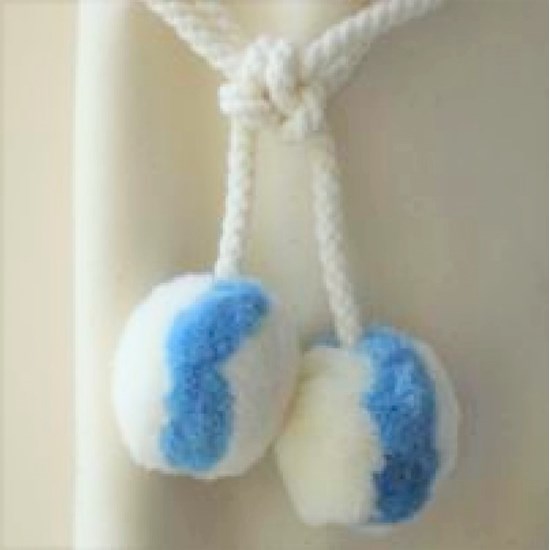 punk skunk woolly curtain tiebacks in baby blue