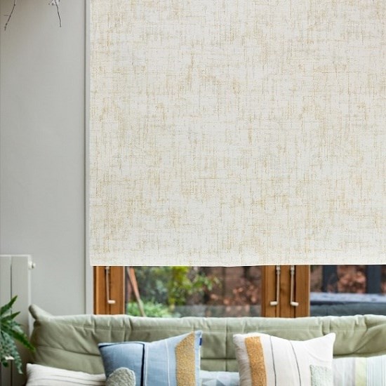 ramie roller blind print in mustard ramie roller blind print in mustard