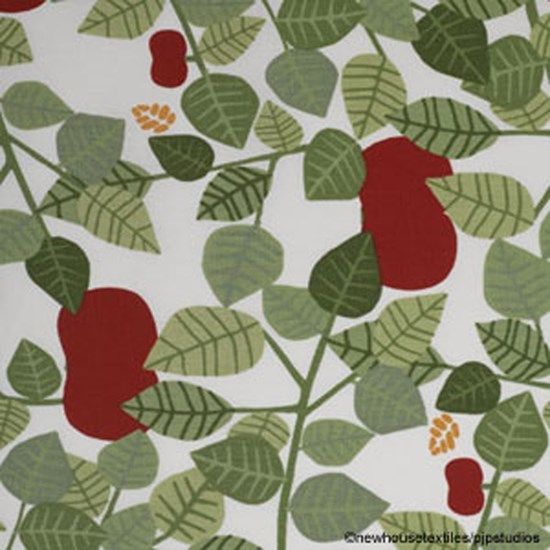 red orchard vintage cotton print is a&nbsp;fresh swedish design featuring red apples and green leave