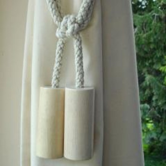 whitewashed wooden cylinder curtain tieback with cotton embrace whitewashed wooden cylinder curtain tieback with cotton embrace