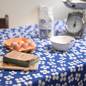 belle amie vintage swedish cotton print by marianne westman a charming  retro design featuring small belle amie fabric - blue