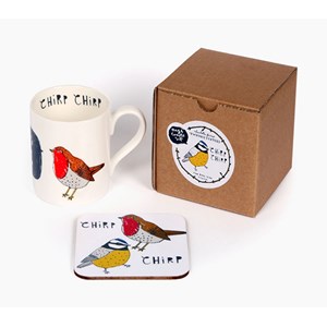 red robin chirp mug and coaster chirp mug
