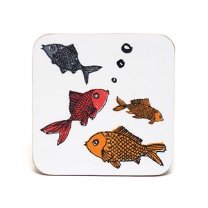 cheap kitchenwares : charming forgetful fish goldfish coasters by illustrator charlotte farmer now a forgetful fish coasters