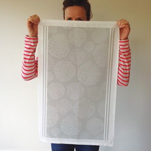 asha contemporary british tea towel design in elephant grey  by melanie darwin asha tea towel - elephant grey