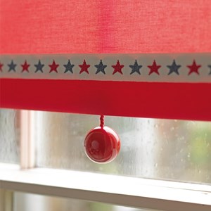 childrens lucky star woven interior trimming in red and blue star for a kids bedroom lucky star trim