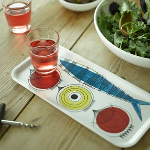 picknick design small drinks tray a vintage swedish print by Marianne Westman showing salad ingredie picknick drinks tray