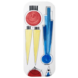 picknick long loaf board a vintage swedish design by Marianne Westman showing salad ingredients on a picknick loaf board