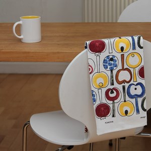 pomona tea towel by marainne westman, a vintage 1960's drying-up cloth featuring retro swedish apple pomona tea towel