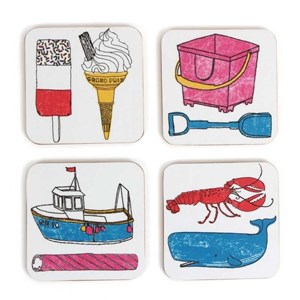 seaside fun holiday coaster by charlotte farmer featuring all things nautical and beach like trawler seaside fun coasters
